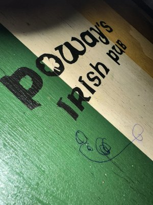 Poway's Irish Pub painted on the bar